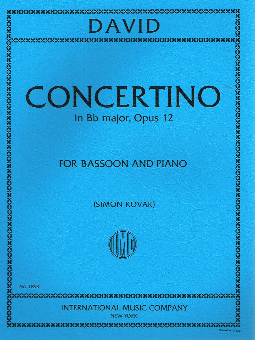 Ferdinand David - Concertino in simb maggiore, Opus 12 per fagotto e pianoforte - Intern... - Foto 1 di 1